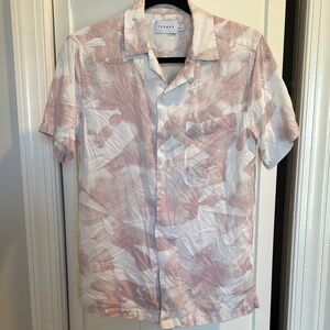 Men's Pink and White Short Sleeve Shirt
